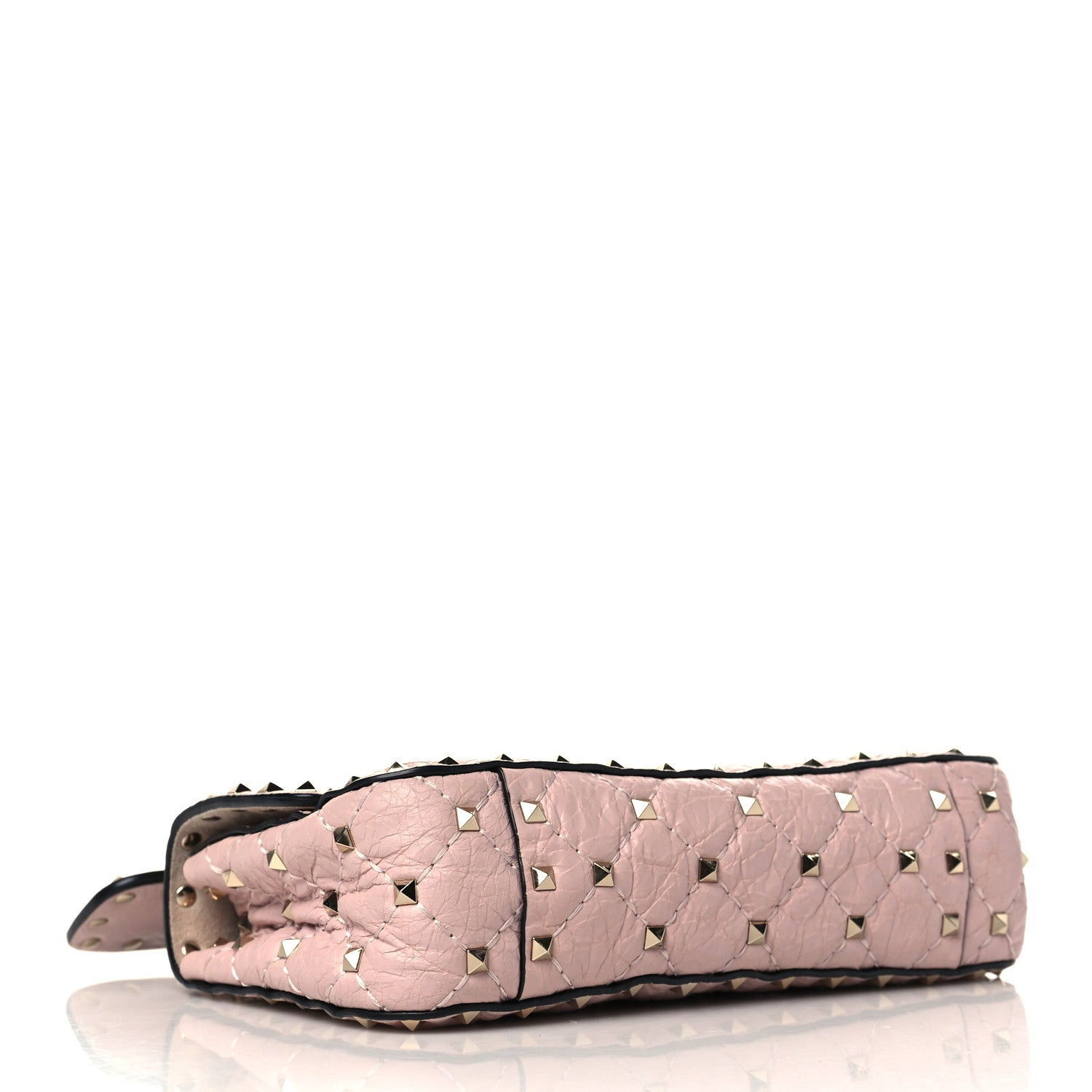 Valentino Garavani Craquele Nappa Small Rockstud Spike Shoulder Bag Water Rose 3 of 8