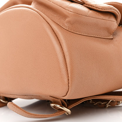 Chanel Shiny Caviar Quilted Small Duma Pockets Drawstring Backpack Dark Beige 10 of 12