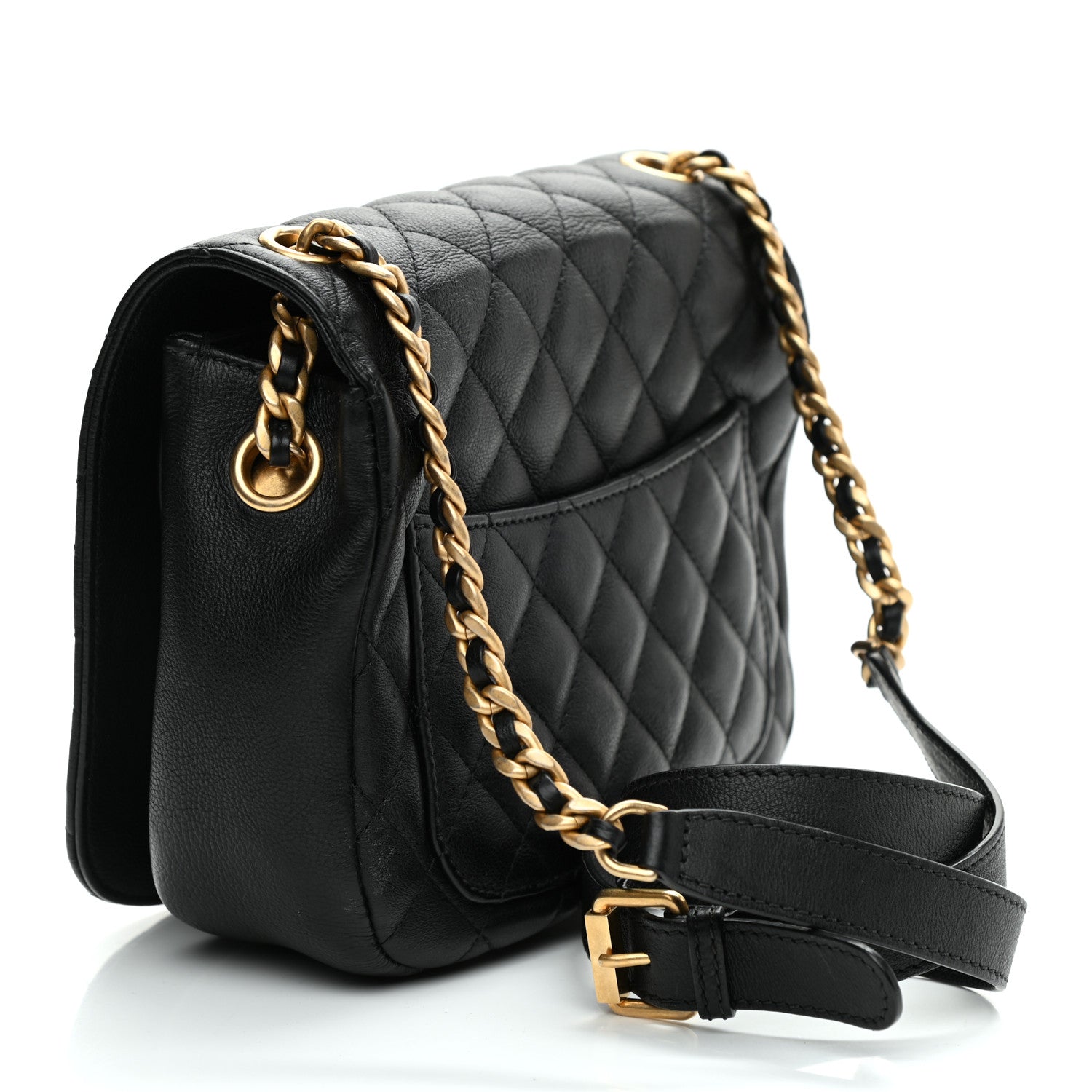 Chanel Grained Calfskin Quilted Messenger Flap Black 3 of 9