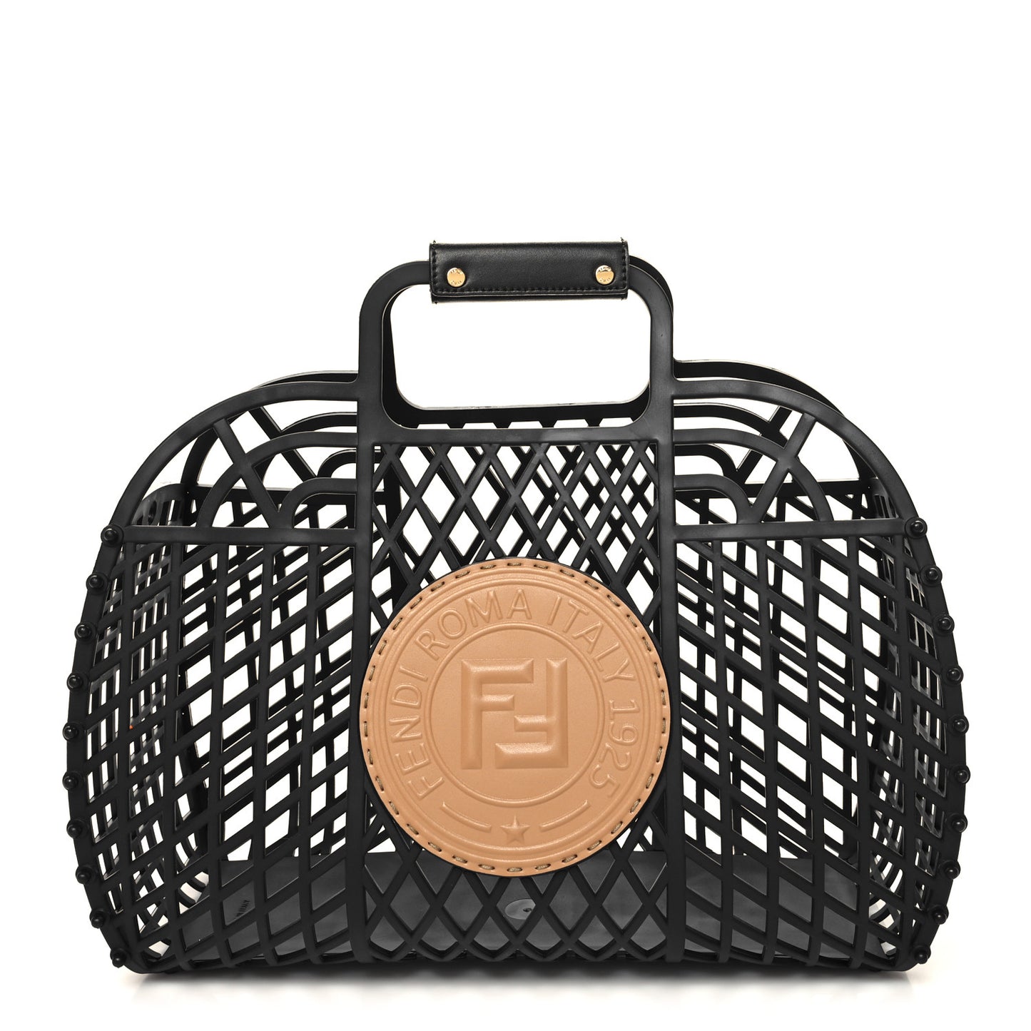 Recycled Plastic Vitello Liberty Matte Medium Fendi Basket Black Miele Scuro