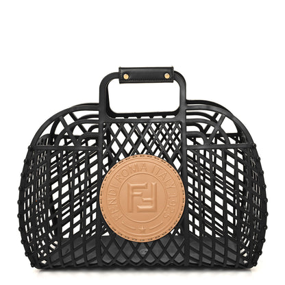 Fendi Recycled Plastic Vitello Liberty Matte Medium Fendi Basket Black Miele Scuro 1 of 12