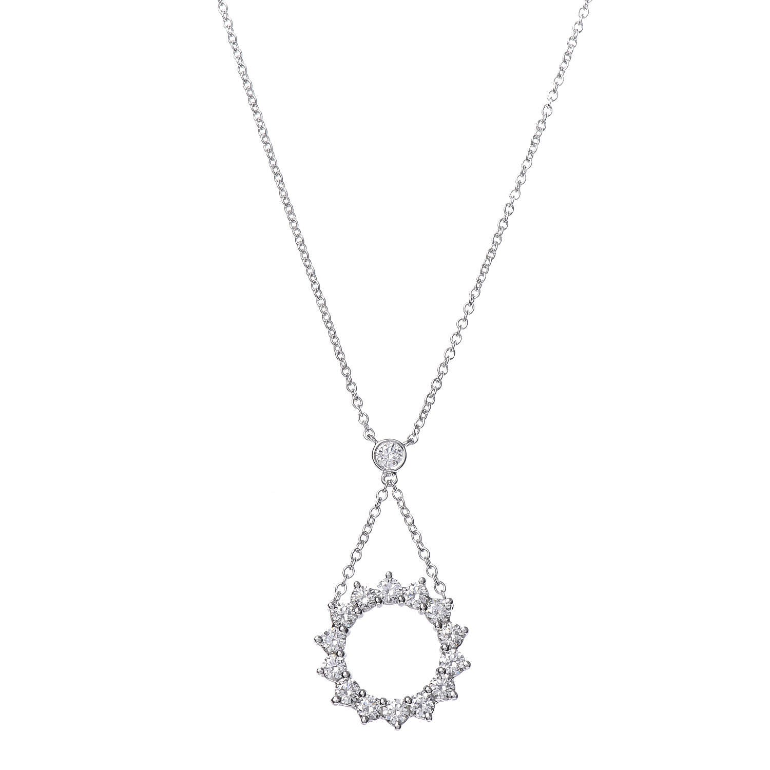 Tiffany Platinum Diamond Small Open Circle Pendant Necklace 4 of 6