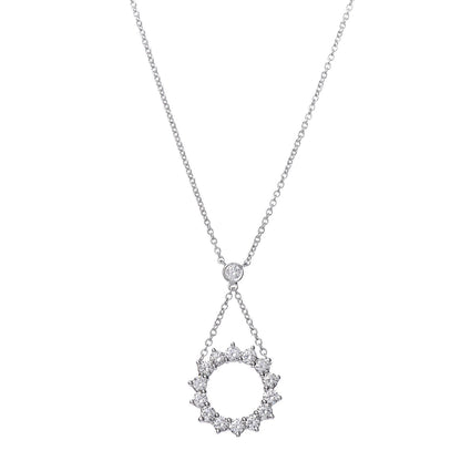 Tiffany Platinum Diamond Small Open Circle Pendant Necklace 4 of 6