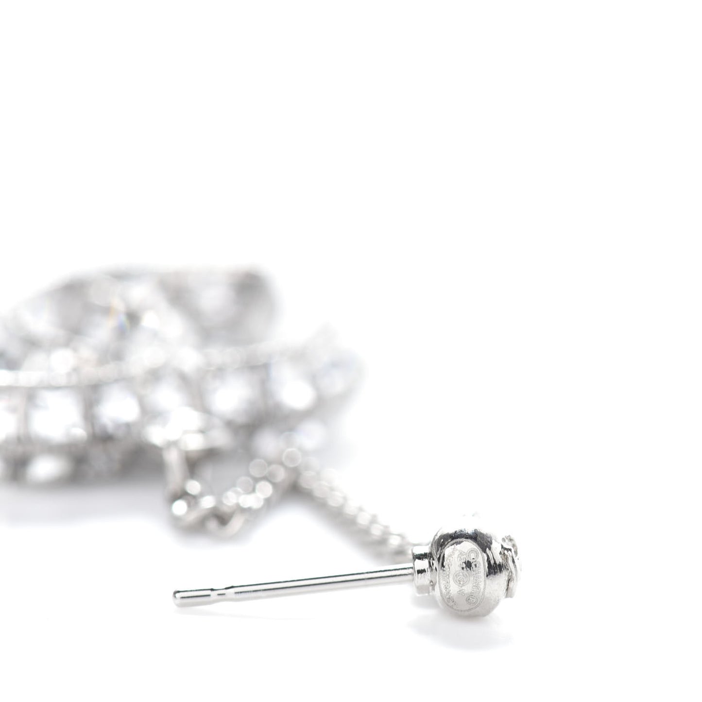 Baguette Crystal CC Drop Earrings Silver