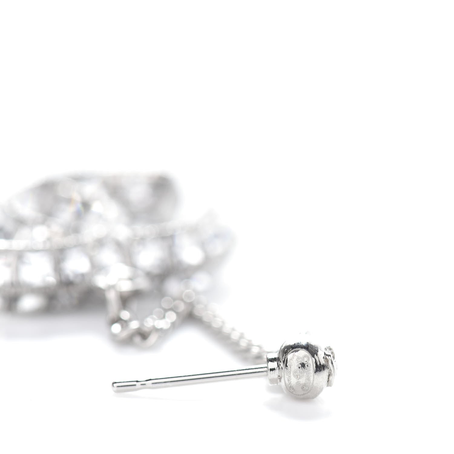 Chanel Baguette Crystal CC Drop Earrings Silver 4 of 4