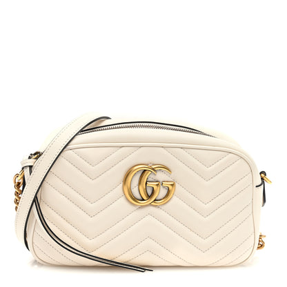 Gucci Calfskin Matelasse Small GG Marmont Chain Shoulder Bag White 1 of 10