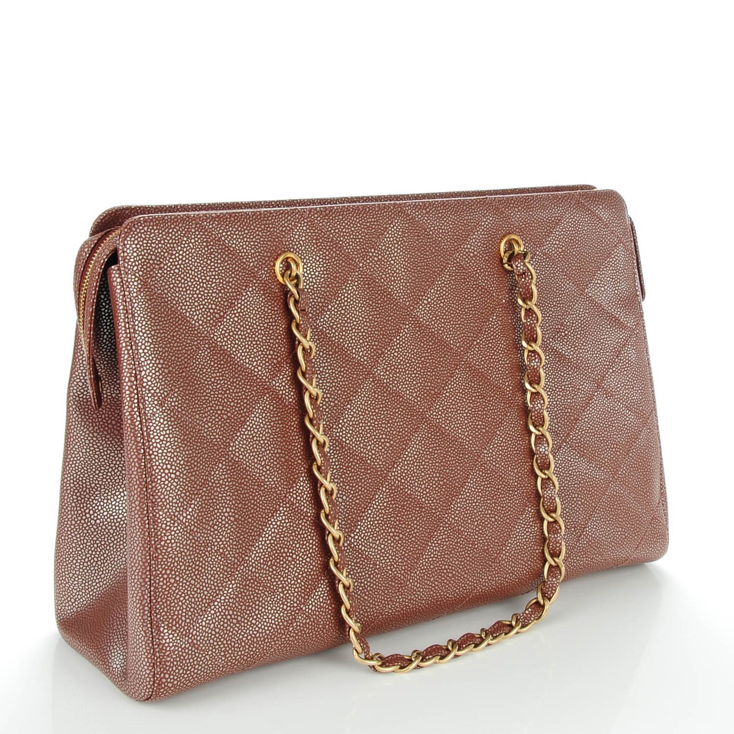 Metallic Caviar Shoulder Bag Brown
