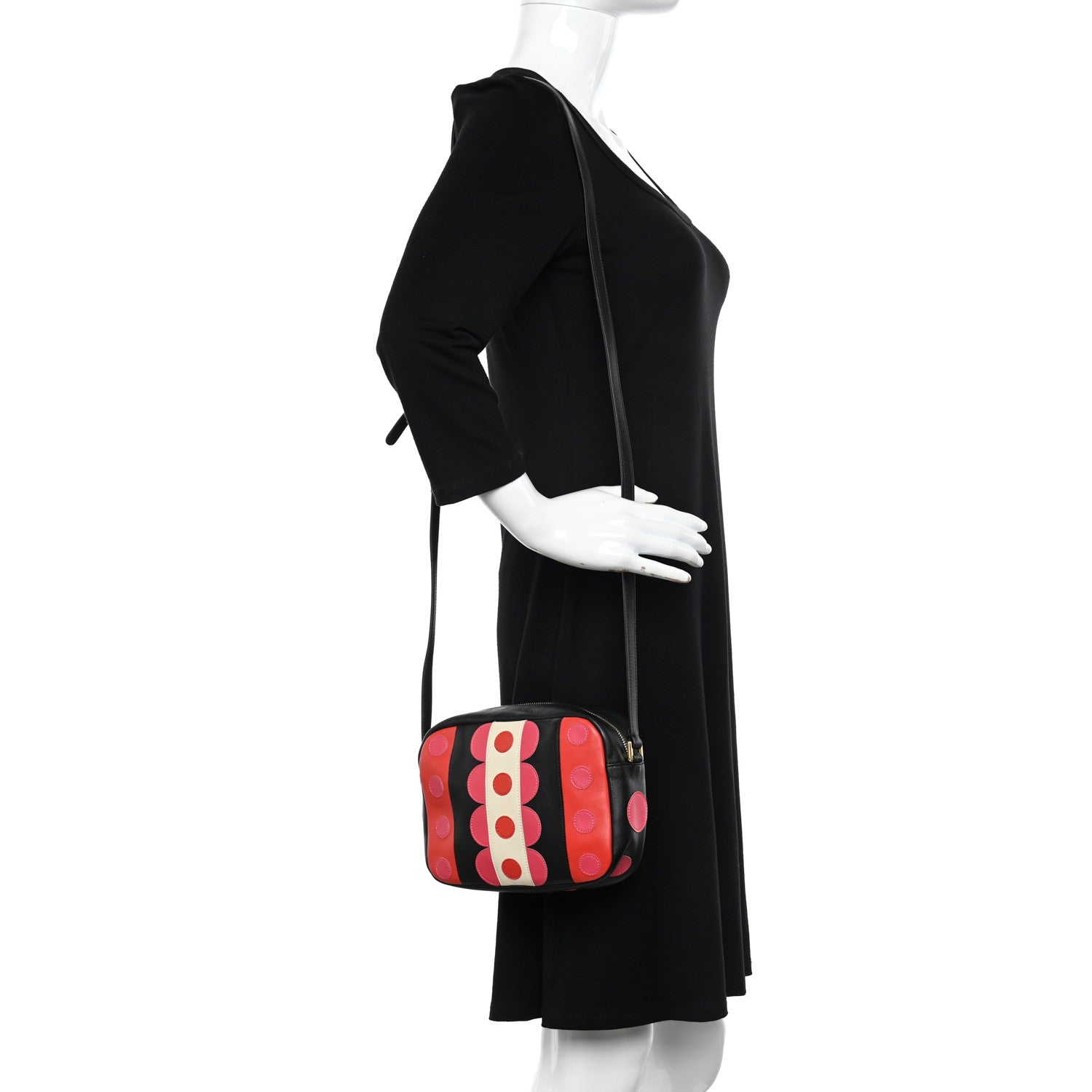 Valentino Garavani Calfskin Carmen Camera Crossbody Bag Black Deep Rose 2 of 13
