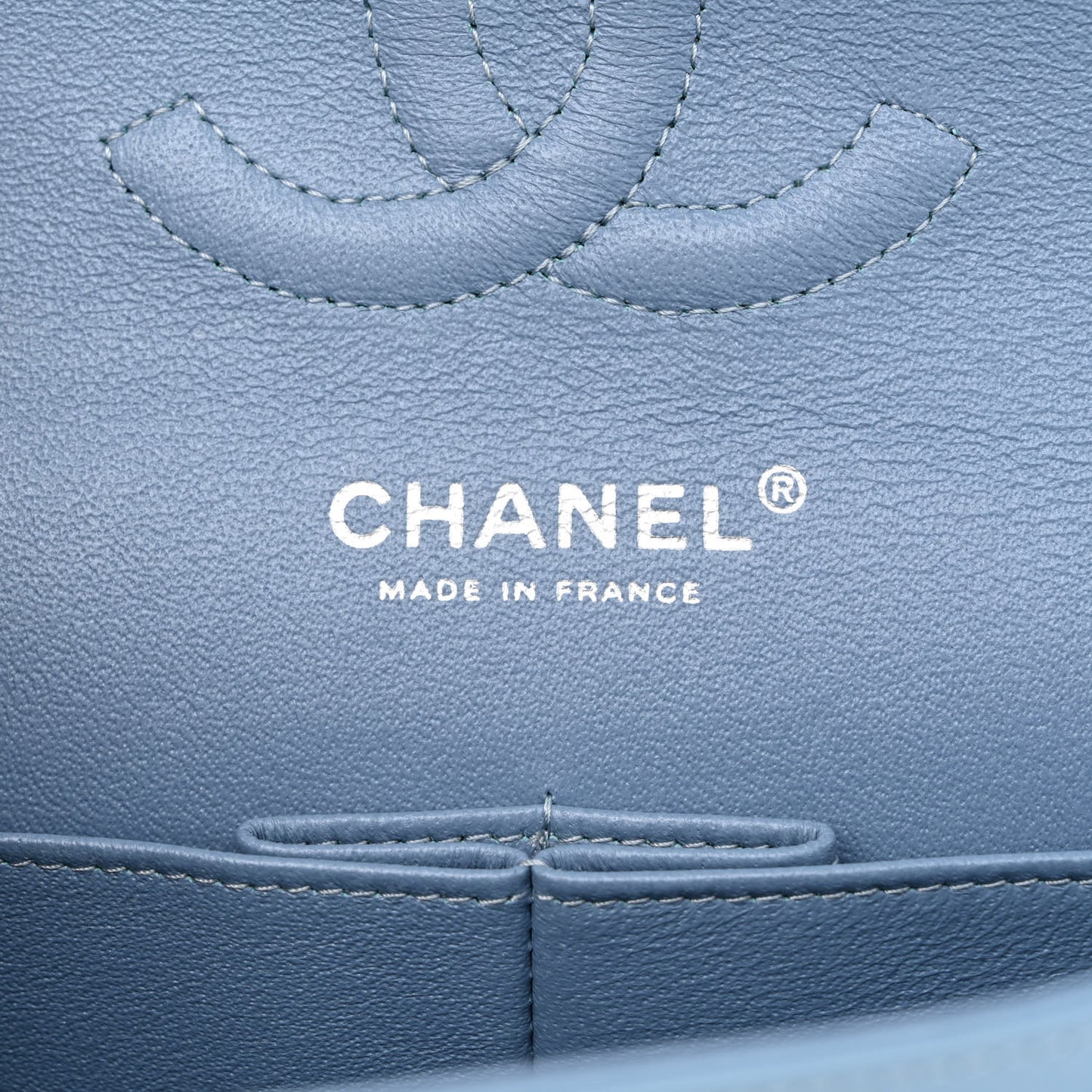 Patent Calfskin Quilted Medium Double Flap Turquoise