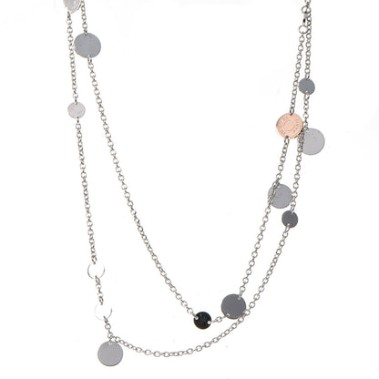 Hermes Sterling Silver 18K Rose Gold Confettis Long Necklace 1 of 6