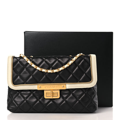 Chanel Lambskin Quilted Mademoiselle East West Flap Black White 10 of 10