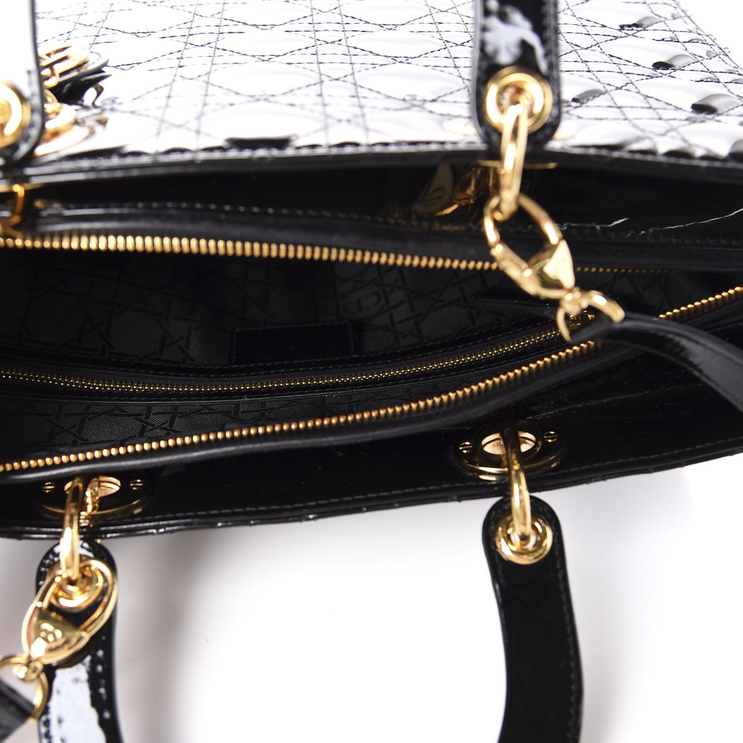 Patent Cannage Large Lady Dior Black