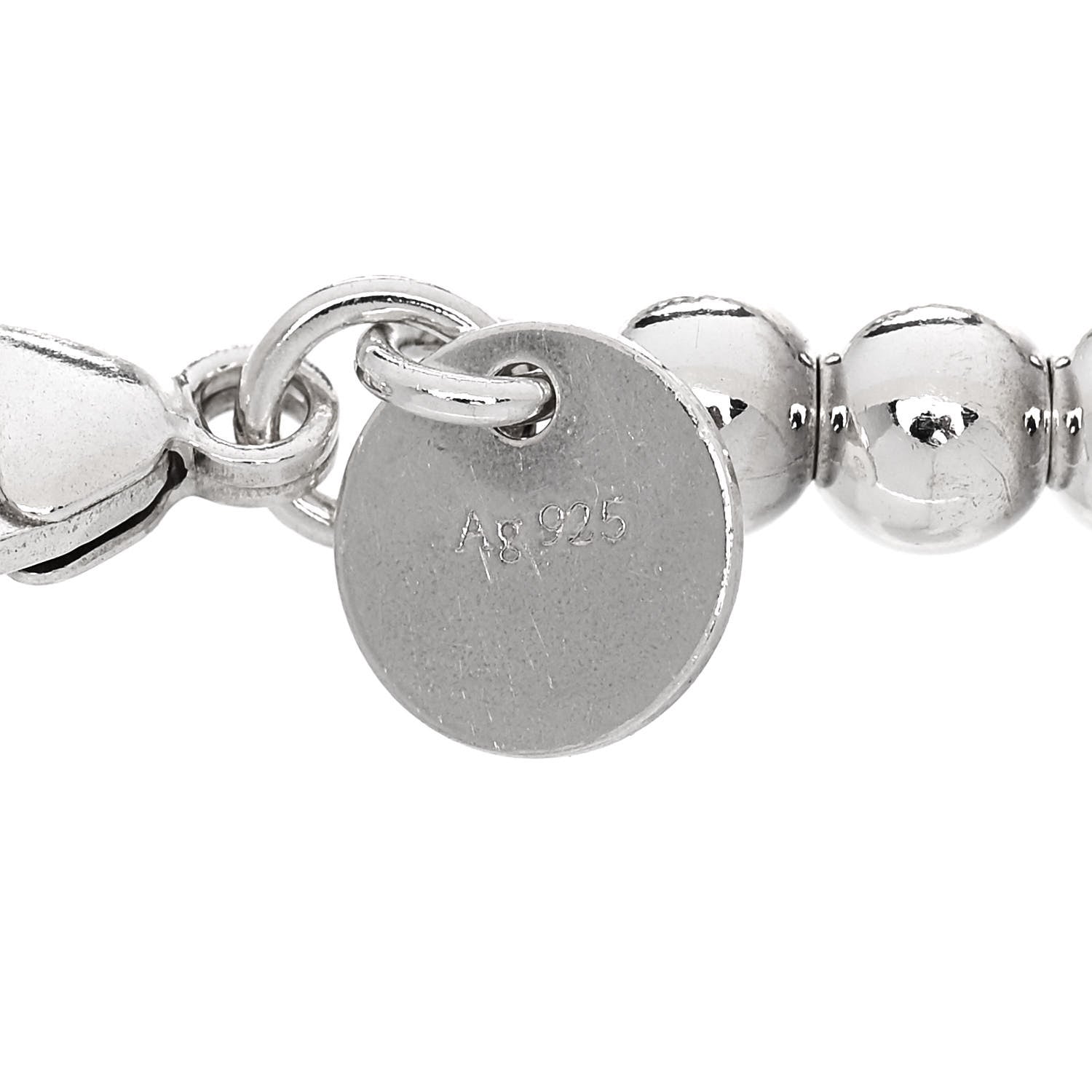 Tiffany Sterling Silver Enamel Diamond 4mm Return to Tiffany Heart Tag Bead Bracelet Blue 8 of 9