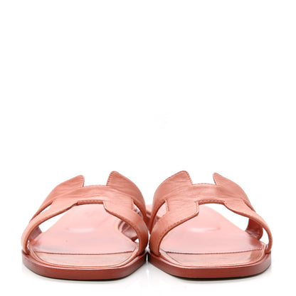 Hermes Goatskin Oran Sandals 37.5 Rouge Blush 2 of 10