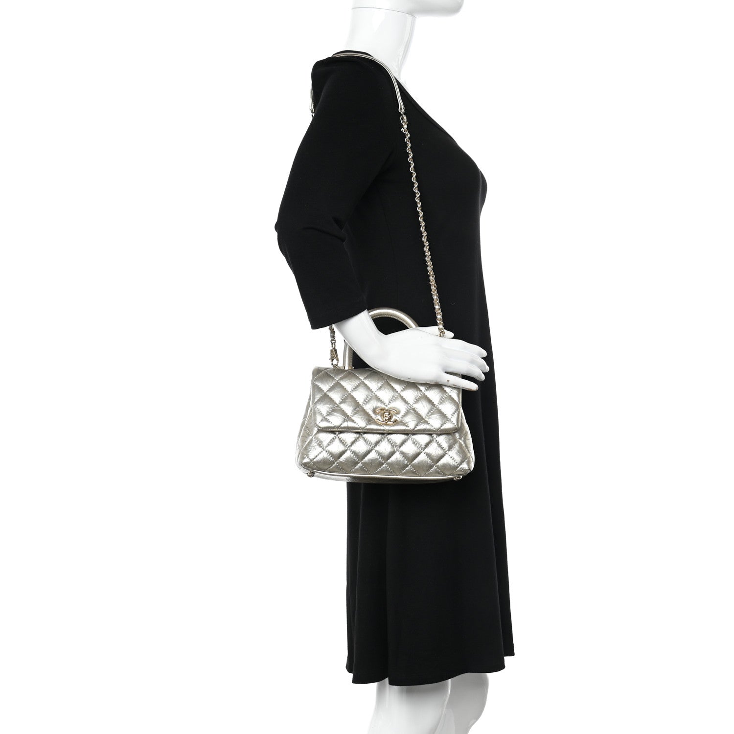 Chanel Metallic Aged Calfskin Quilted Mini Coco Handle Flap Gold 2 of 12