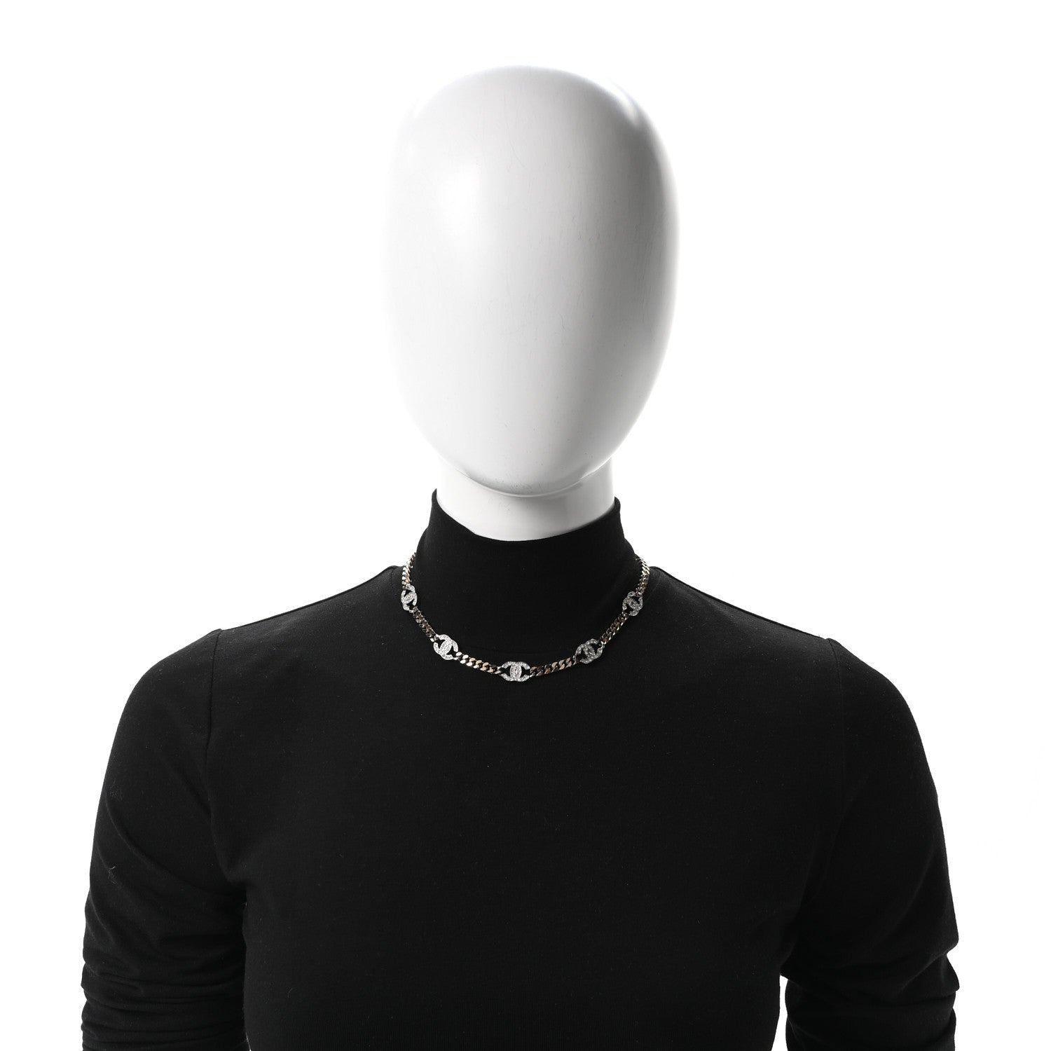 Chanel Crystal Chain CC Choker Gold Silver 2 of 5