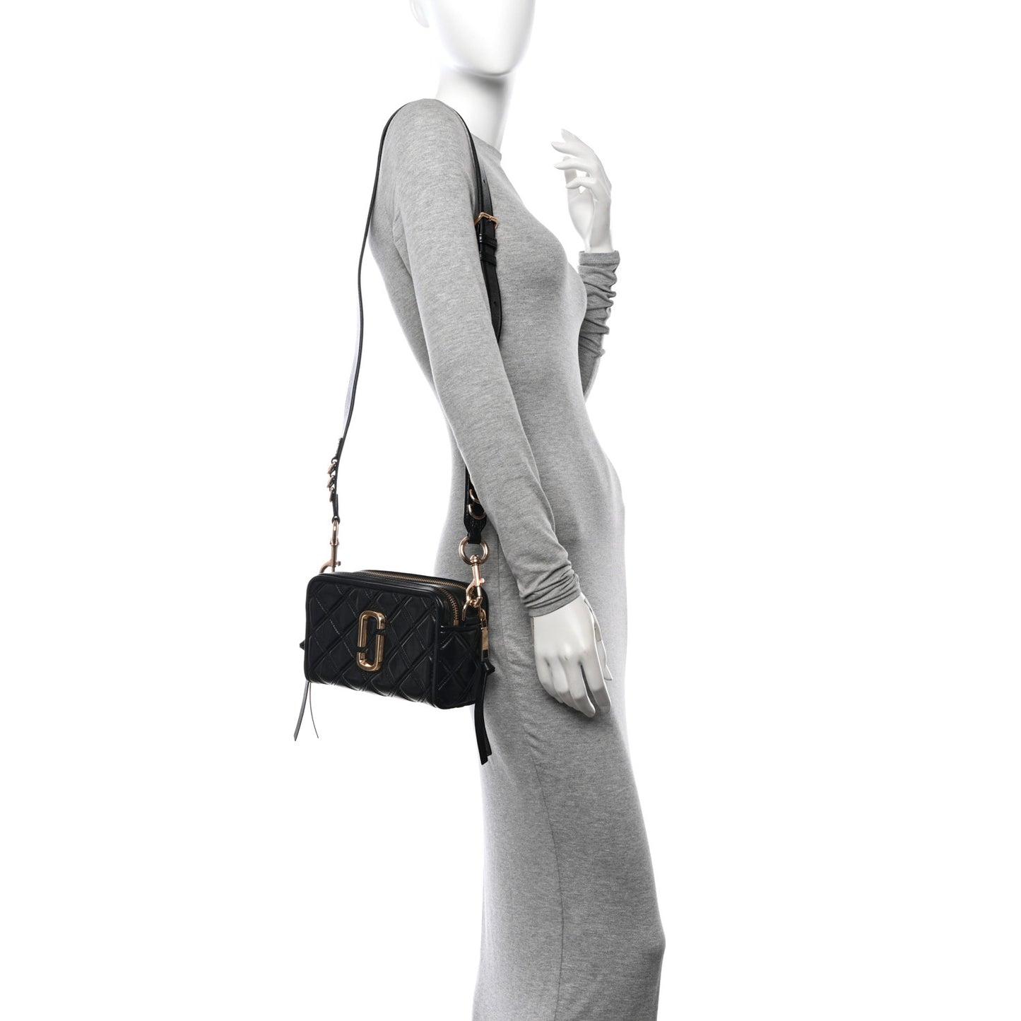 Natural Grain Calfskin Quilted The Softshot 21 Bag Black