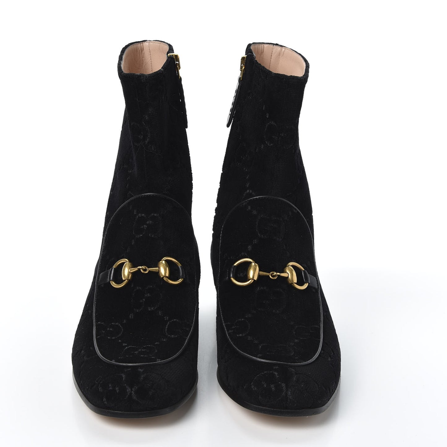 Velvet GG Monogram Crystal Horsebit Ankle Boots 38 Black