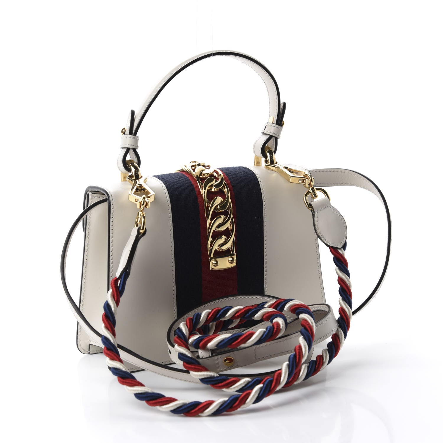 Gucci Calfskin Mini Sylvie Top Handle Bag White 3 of 10