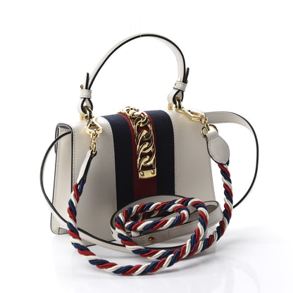 Gucci Calfskin Mini Sylvie Top Handle Bag White 3 of 10
