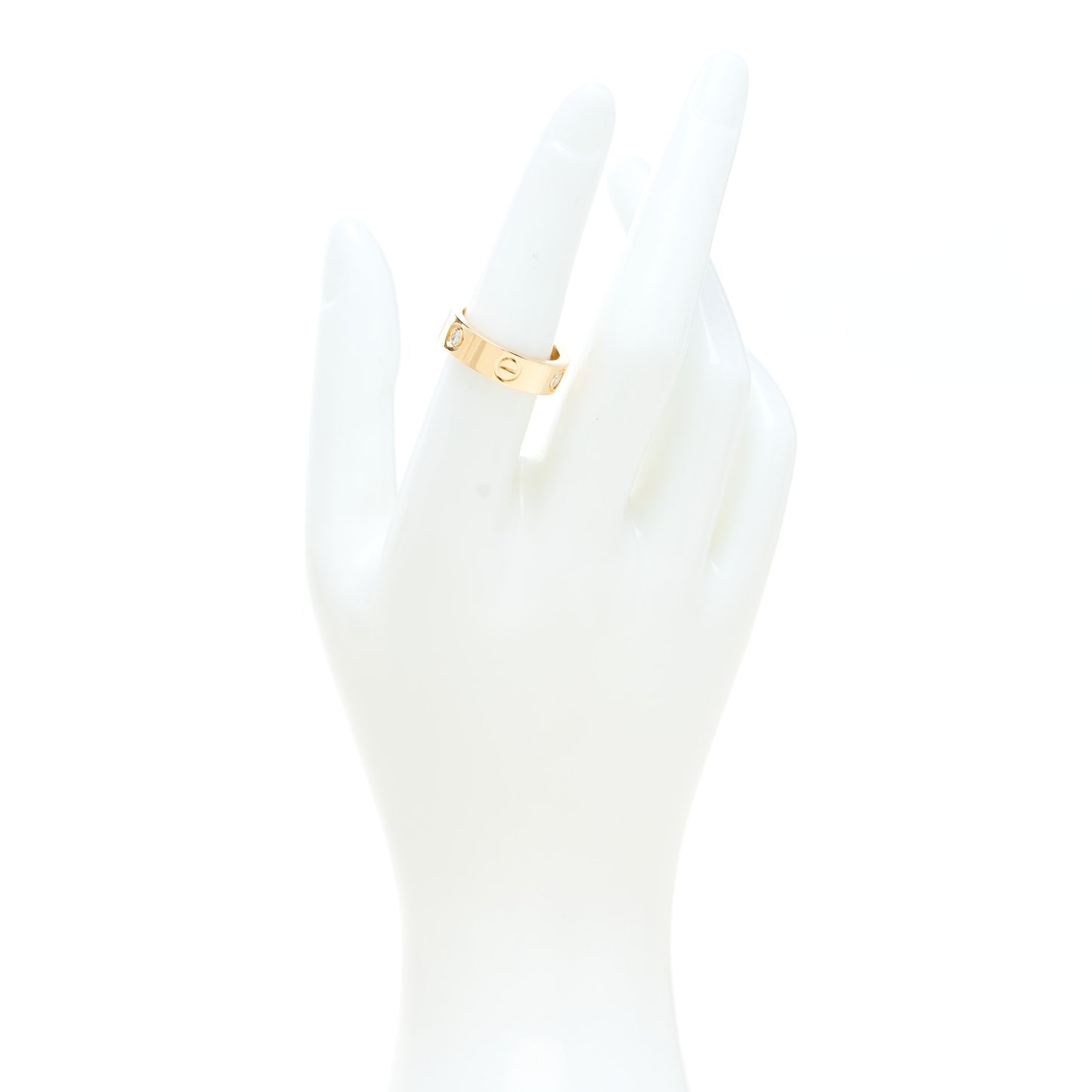 18K Yellow Gold 3 Diamond 5.5mm LOVE Ring 53 6.5