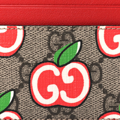 Gucci GG Supreme Monogram Apple Card Holder Beige Multicolor Lobster Red 7 of 7