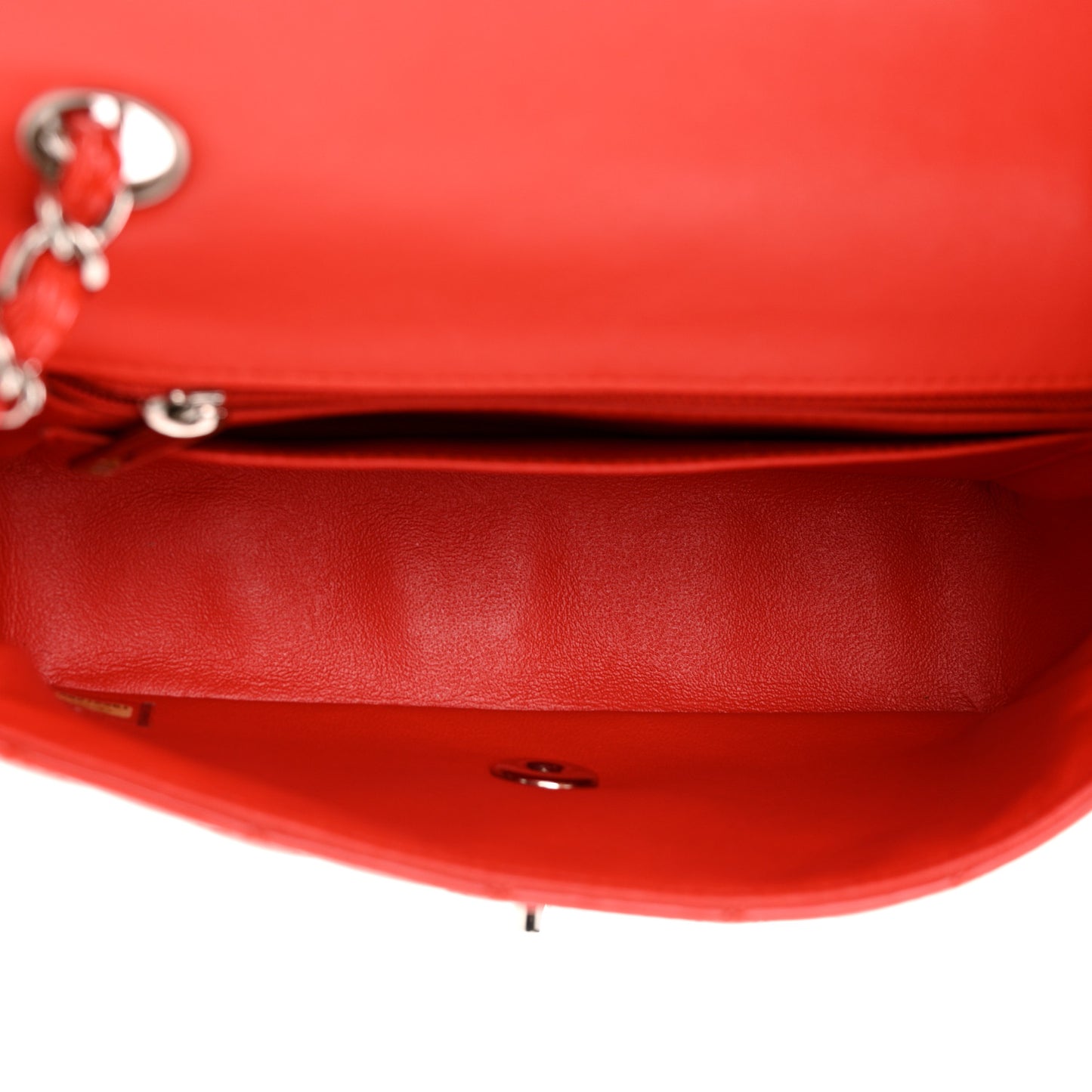 Patent Calfskin Quilted Mini Rectangular Flap Red