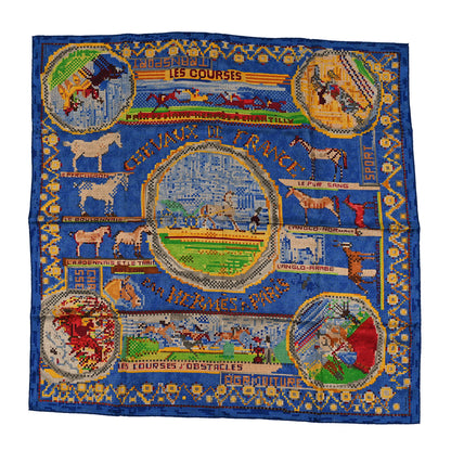 Hermes Silk Needlepoint Les Courses Scarf 90 1 of 3