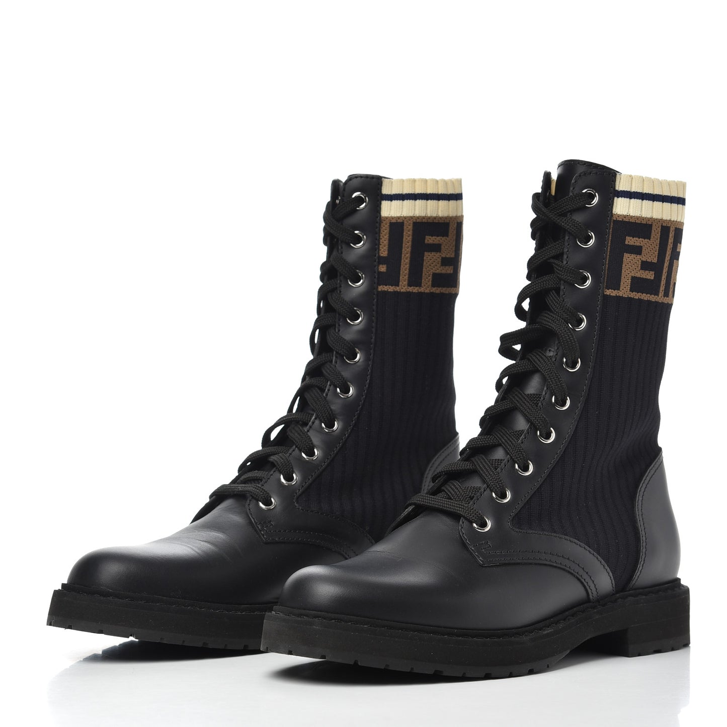 Calfskin Stretch Fabric Rockoko Biker Boots 38 Tobacco Black Marino