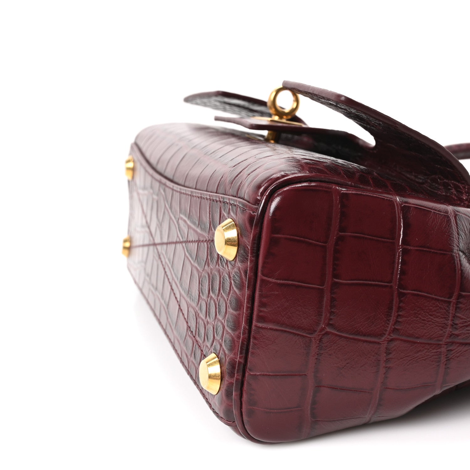 Balenciaga Calfskin Crocodile Embossed Mini Bel Air Carry All Bag Dark Burgundy 9 of 9