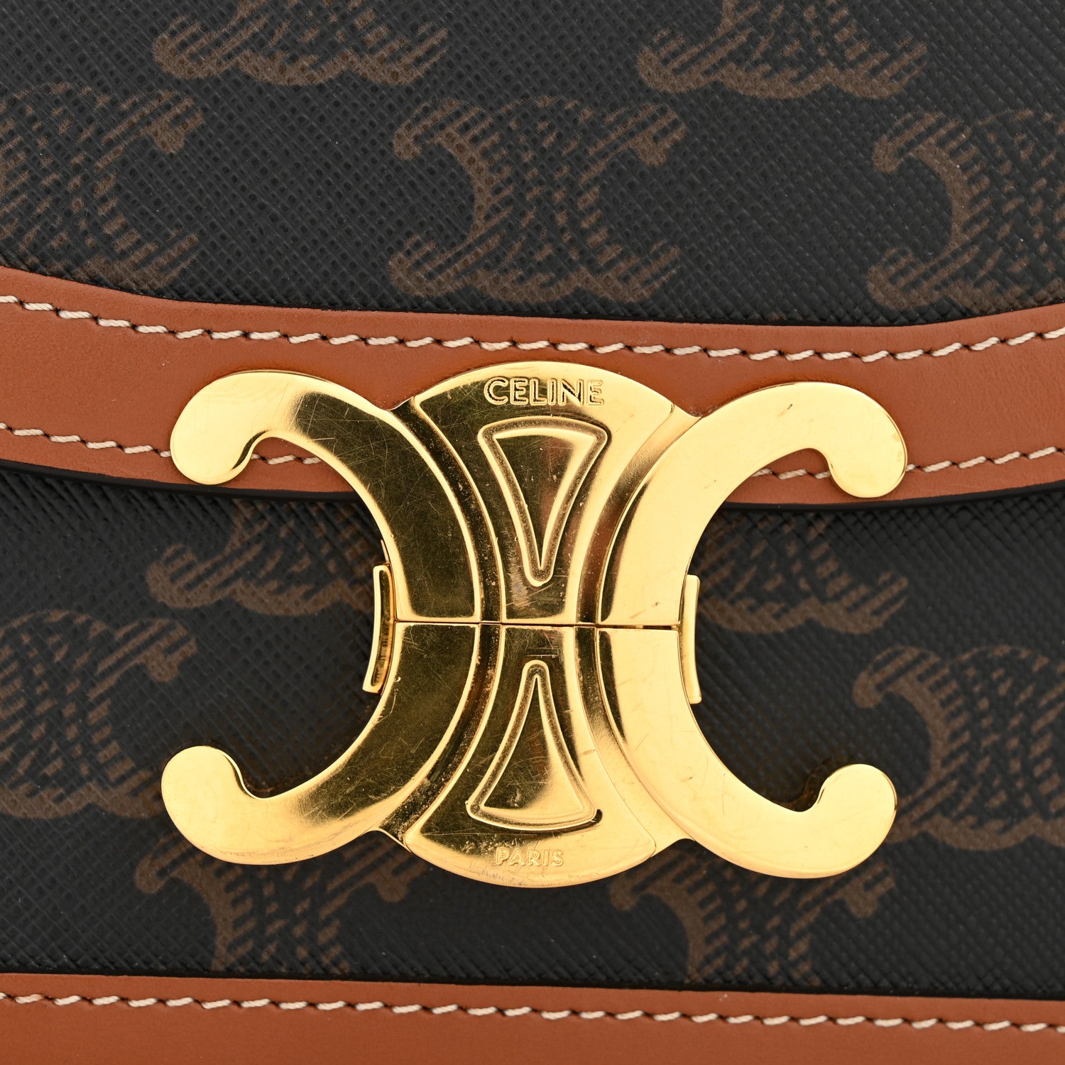 Celine Calfskin Triomphe Canvas Teen Triomphe Bag Tan 12 of 13