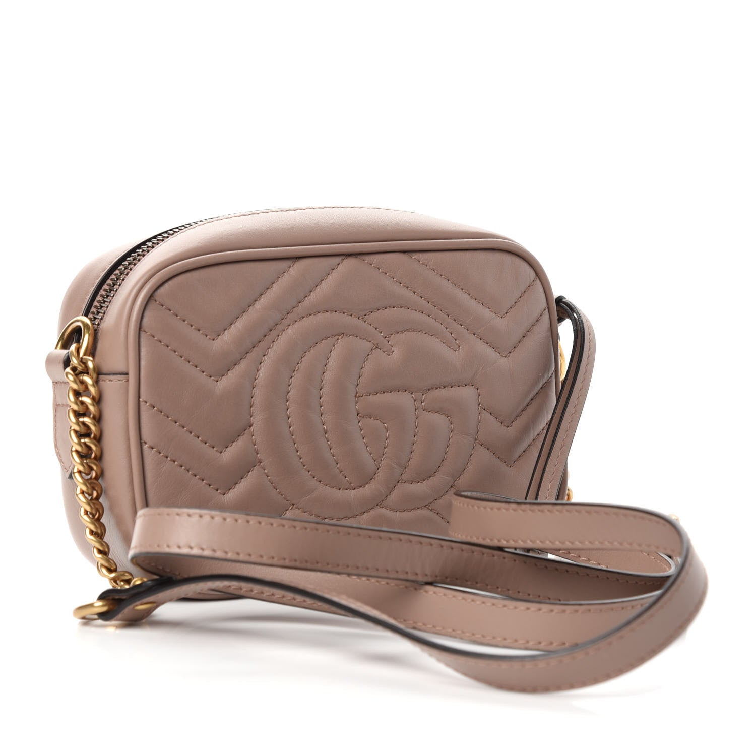 Gucci Calfskin Matelasse Mini GG Marmont Chain Shoulder Bag Porcelain Rose 3 of 10
