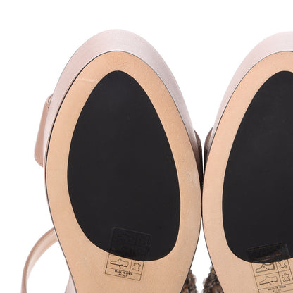 Jimmy Choo Nappa Crystal Buckle Nylah 100 Platform Wedge Sandals 39.5 Ballet Pink 8 of 14