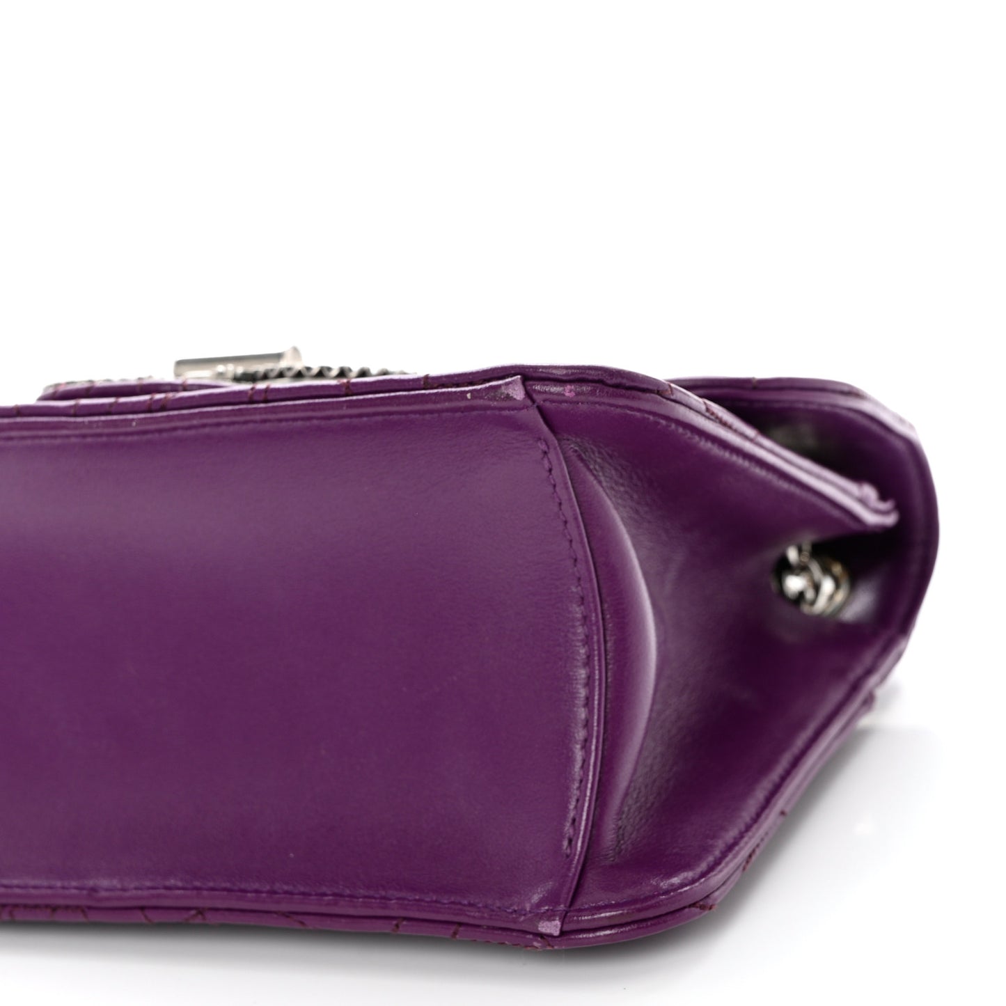 Calfskin Quilted Gancini Small Flap Bag Purple