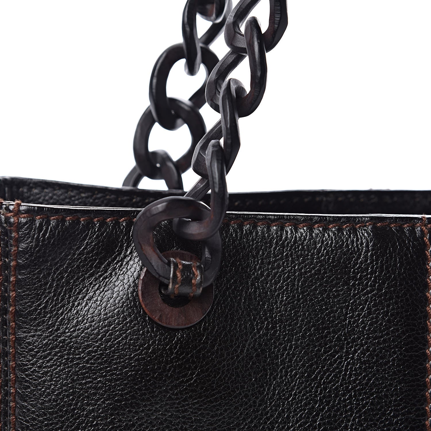 Chanel Calfskin Wood Chain Tote Black 11 of 15