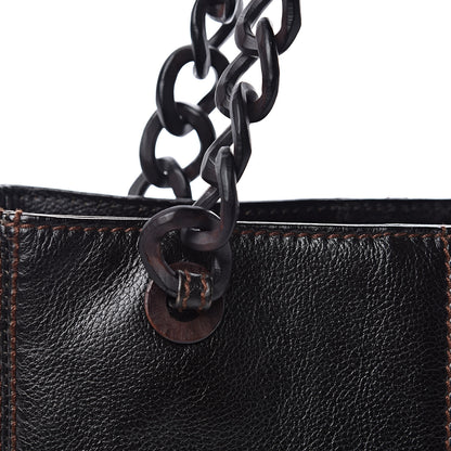 Chanel Calfskin Wood Chain Tote Black 11 of 15
