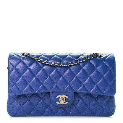 Chanel Caviar Quilted Medium Double Flap Blue 2 of 17