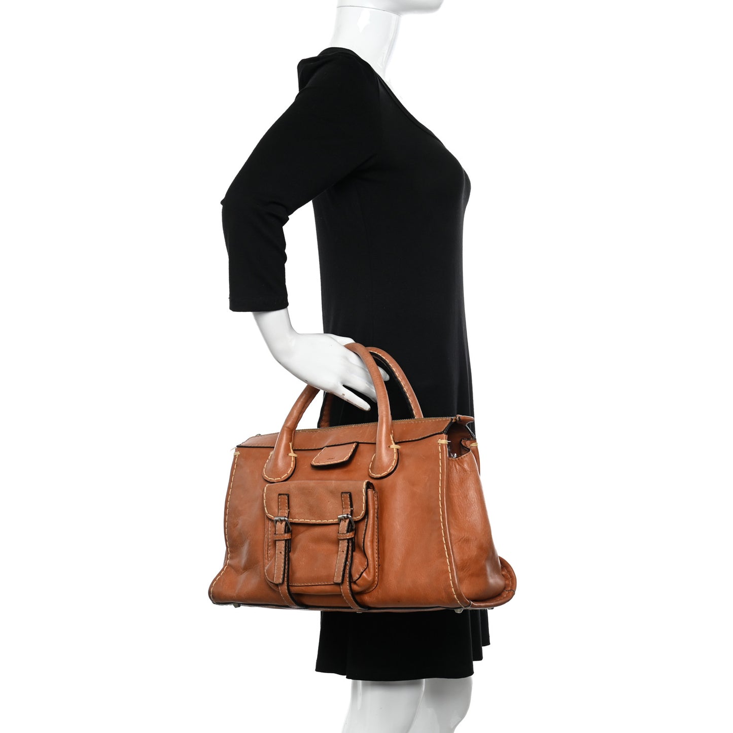 Calfskin Edith Satchel Beige
