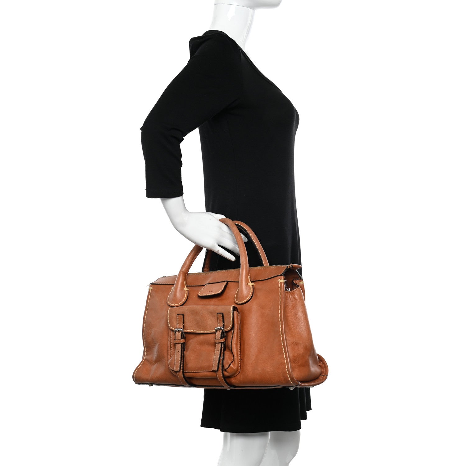 Chloe Calfskin Edith Satchel Beige 2 of 17