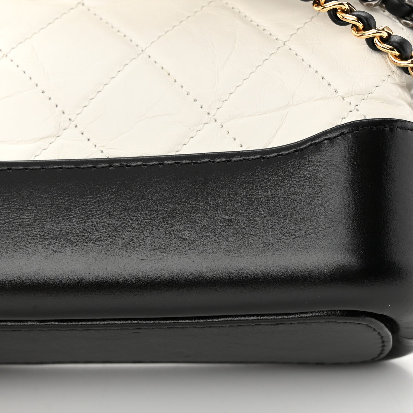 Aged Calfskin Quilted Small Gabrielle Hobo Black White