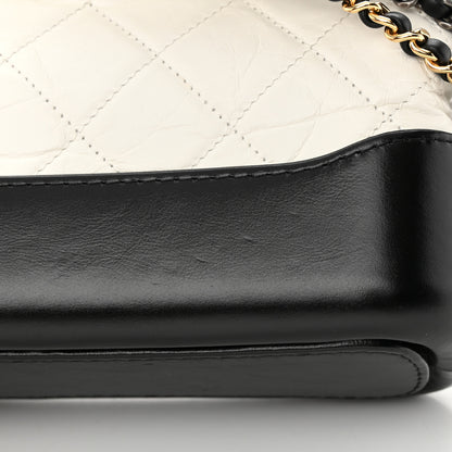 Chanel Aged Calfskin Quilted Small Gabrielle Hobo Black White 17 of 19