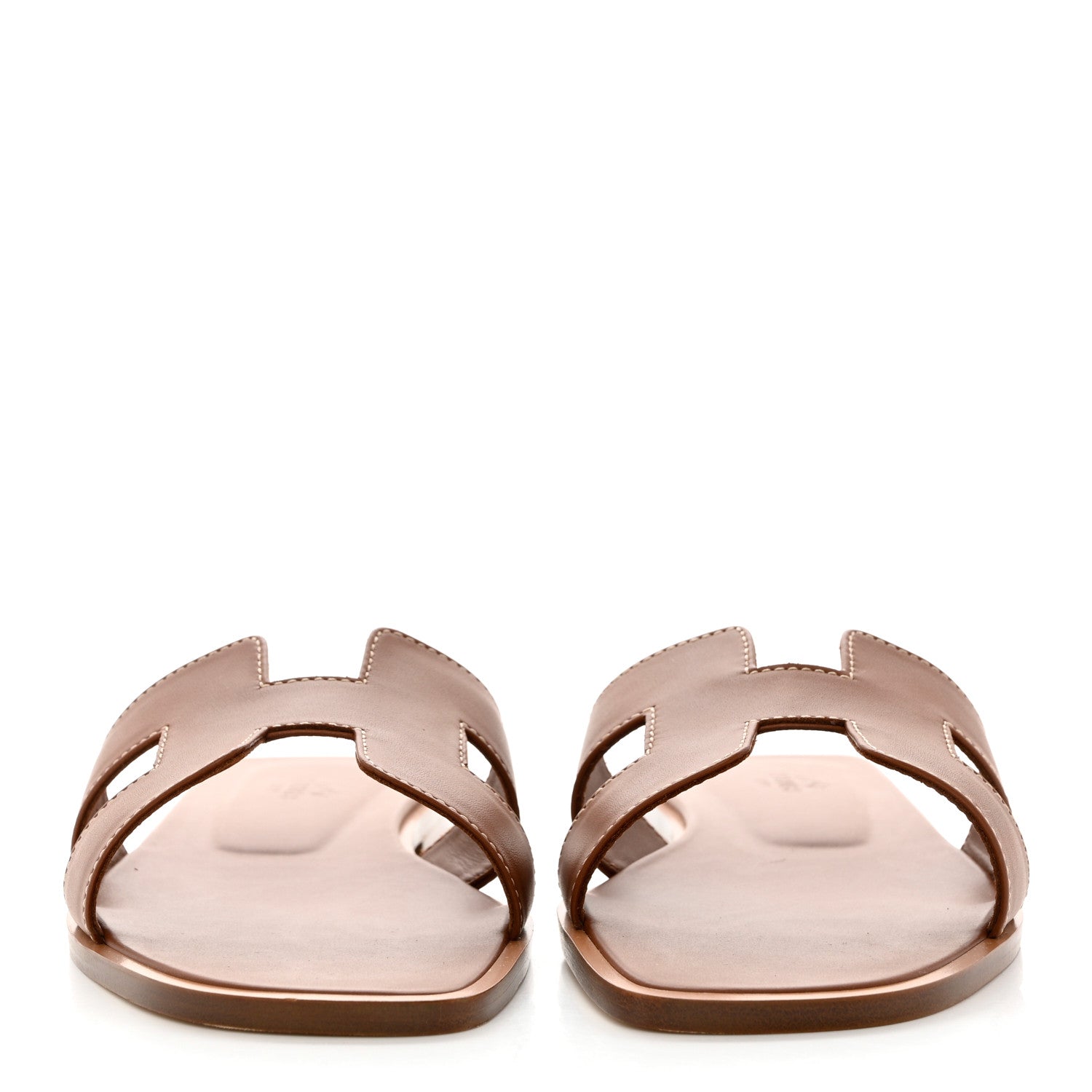 Hermes Box Calfskin Oran Sandals 38 Gold 2 of 9