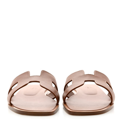 Hermes Box Calfskin Oran Sandals 38 Gold 2 of 9