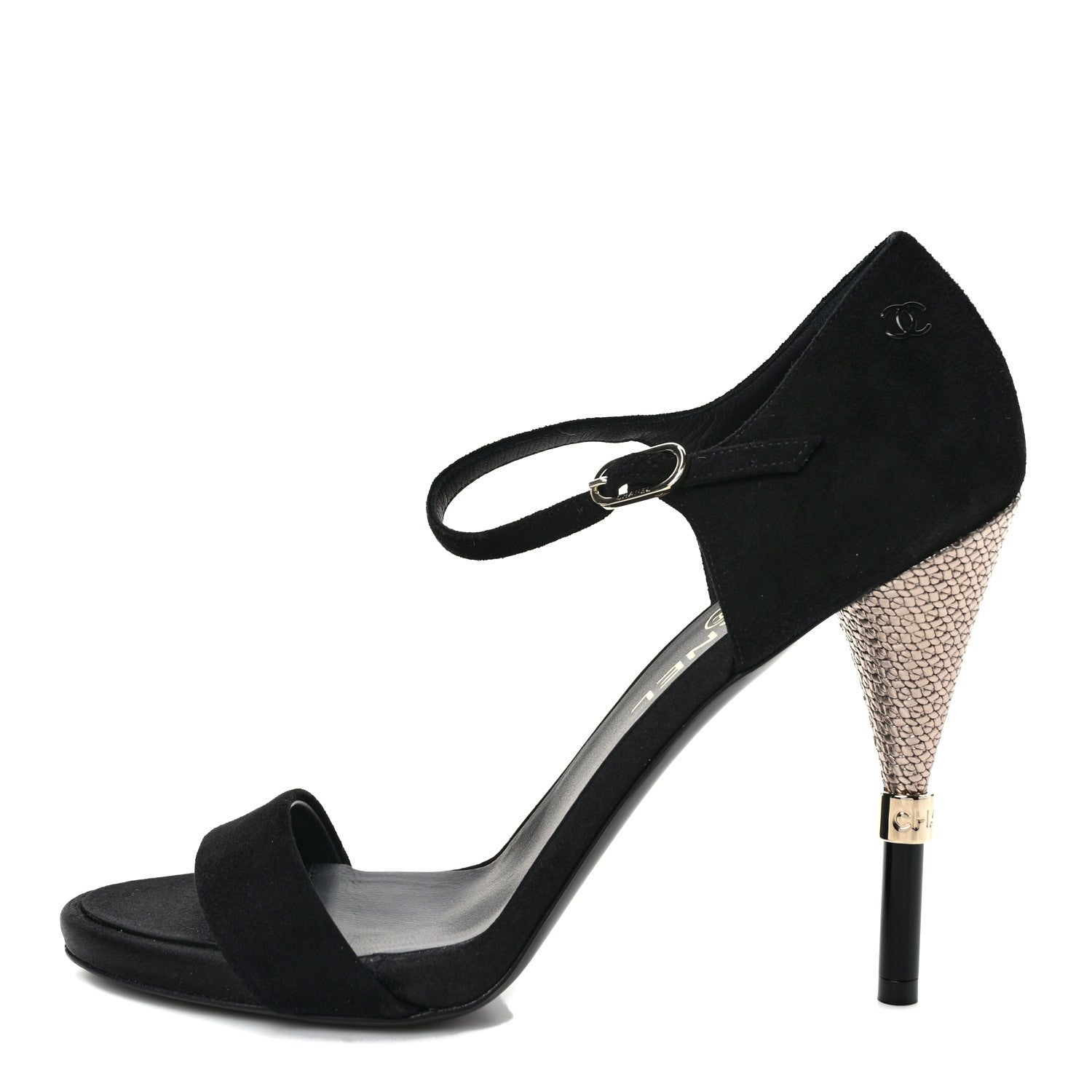 Chanel Suede Calfskin CC Sandals 39 Black 1 of 7