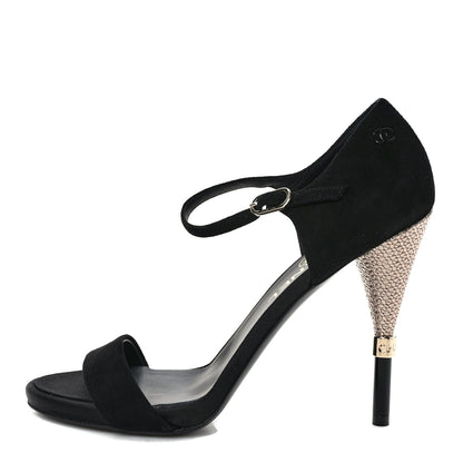 Chanel Suede Calfskin CC Sandals 39 Black 1 of 7