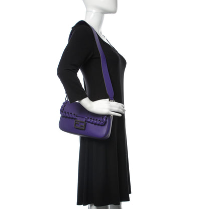 Fendi Vitello Dolce Lace Up Baguette Purple Rain 2 of 9