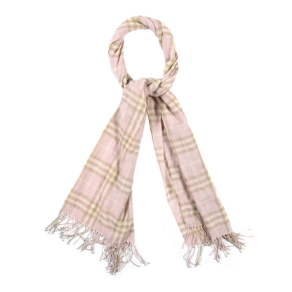 Burberry Cashmere Check Fringe Scarf Pink 1 of 3