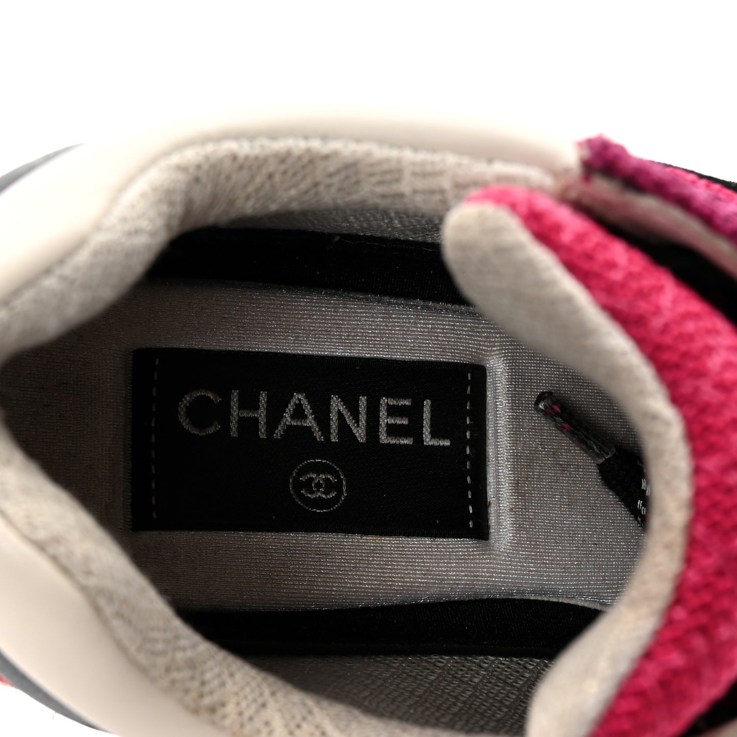 Mesh Suede Calfskin Womens CC Sneakers 35 Dark Pink Silver