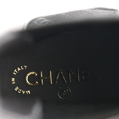 Chanel Calfskin Patent Cap Toe CC Short Boots 39 Grey Black 16 of 20
