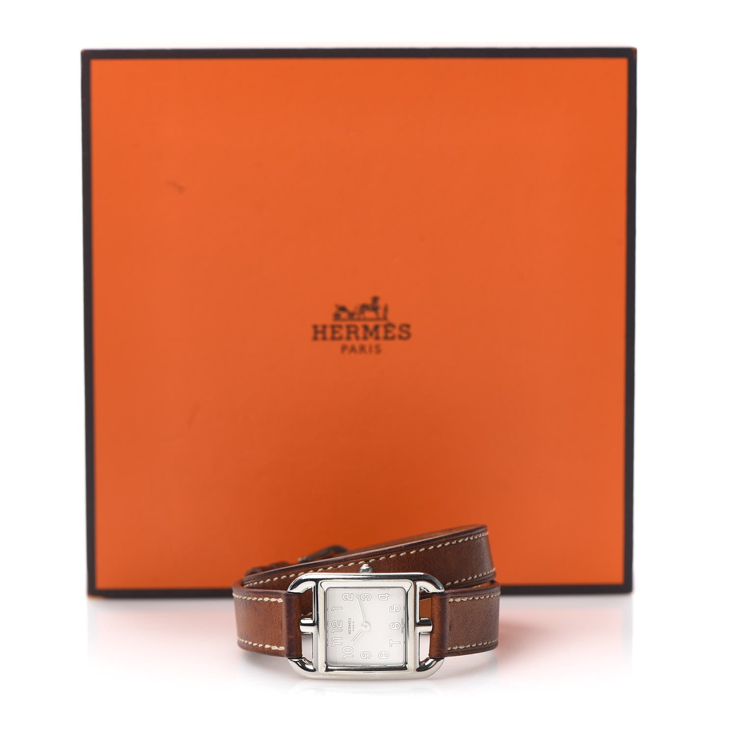 Hermes Stainless Steel Barenia 23mm Cape Cod Double Tour Quartz Watch Fauve 6 of 6